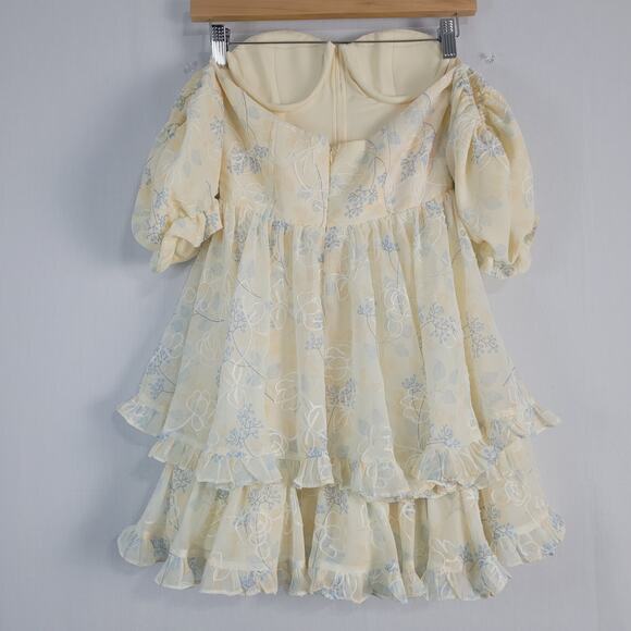 Adeirlina Summer in Tuscany Mini Dress size XS floral coquette milkmaid fairy - Picture 9 of 11